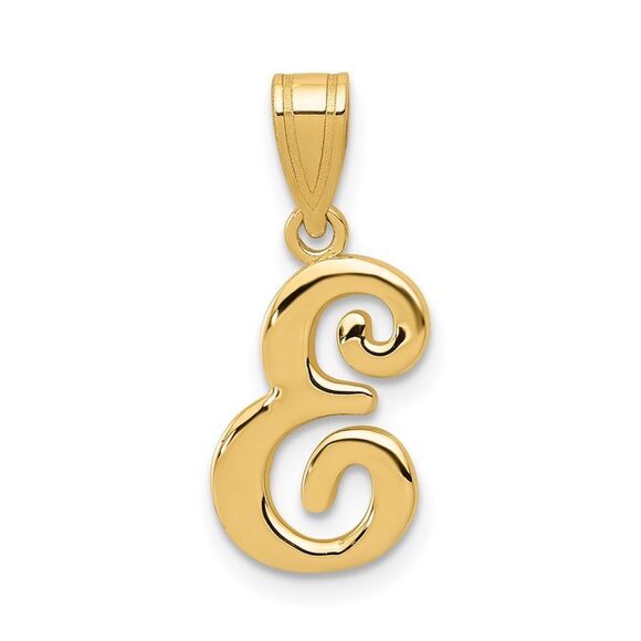 14k Yellow Gold, Mimi Collection, Small Script Initial E Pendant - Picture 1 of 5